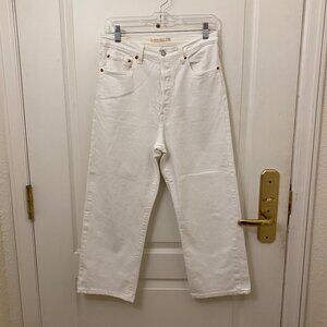Excellent Women Levis Ribcage Straight White Denim Jeans Size 29X 24